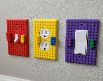 Customizable Building Block Wall Plates | Fun Lego Decor for Kids & Adults