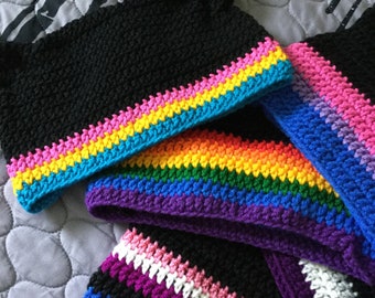 Handmade Crocheted Cat Ear LGBTQIA+ Pride Flag Beanie