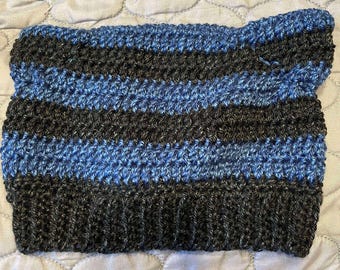 Handmade Crocheted Striped Small Cat Ear Beanie Hat - Wolf, Dog, Fox!