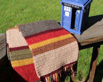 Preorder! 6 ft 100% Wool Handmade Crocheted Time Traveling Doctor Scarf