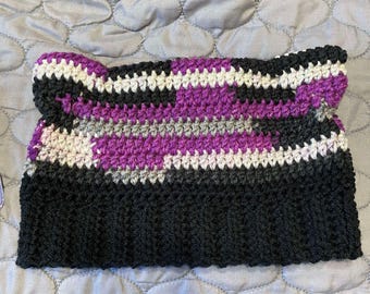 Handmade Crocheted Cat Ear LGBTQIA+ Pride Flag Beanie