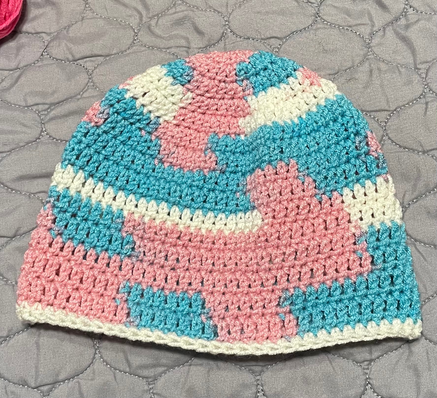 Handmade Crocheted Transgender Pride Variegated Beanie Hat