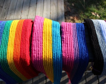 Handmade Crocheted LGBTQIA+ Pride Flag Scarf