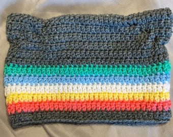 Handmade Crocheted Disability Pride Flag Cat Ear Beanie