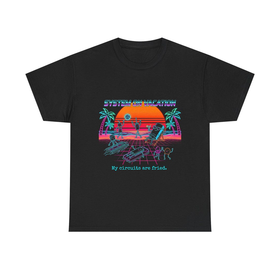 Retro Synthwave Programmer T-shirt, System on Vacation, Coding Humor - Etsy