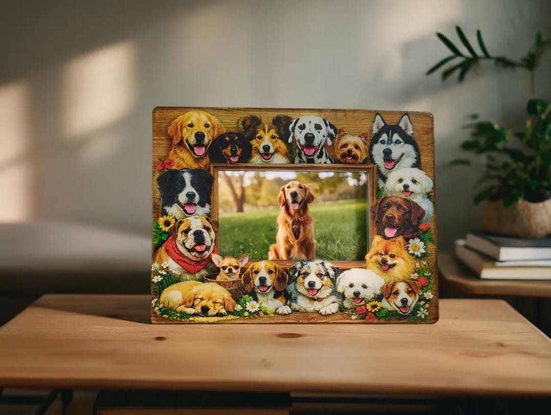 Custom Dog Breeds Acrylic Photo Frame, Multiple Dogs Portrait Desk ...