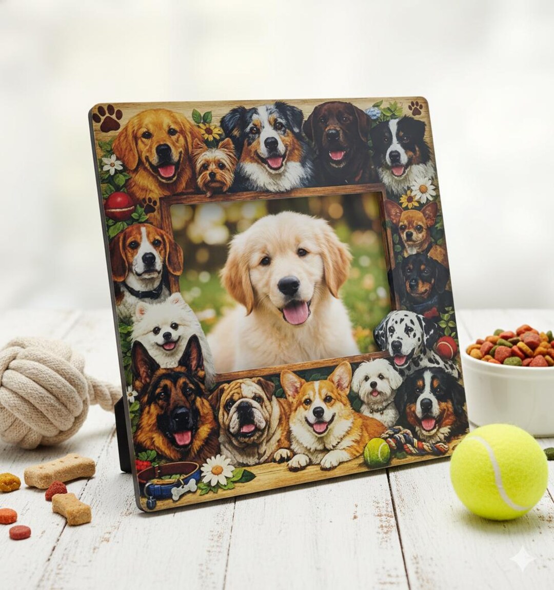 Custom Dog Portrait Acrylic Frame – Multi-breed Pet Memorial - Etsy