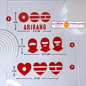 BTS Arirang Era HTV Iron On Vinyl Decals, Red Heat Transfer Vinyl Patches for Shirts, Hoodies, Canvas Bags & Jackets, Kpop army diy Merch