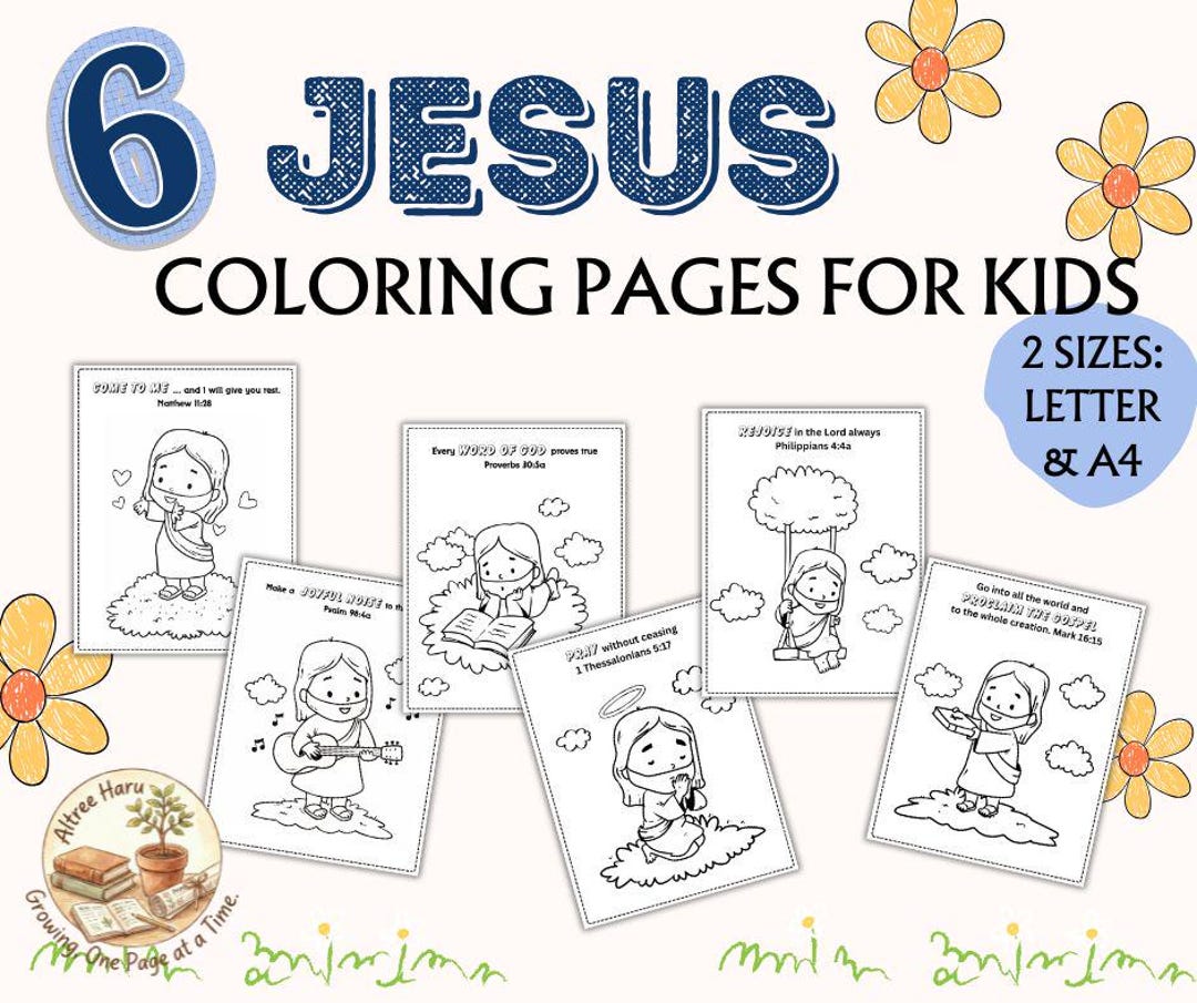 Cute Jesus Scripture Coloring Book | Kids Christian Printable | Bible ...
