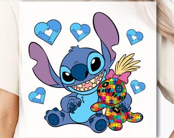 Stitch Autism DTF Transfer, Disney Autism DTF Transfer, Autism Awareness Month DTF Transfer, Special Education Transfer
