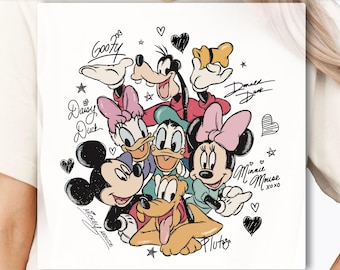 Retro Disney Friends DTF Transfer, Minnie Mickey Stitch TDTF Transferee, Vintage Disney World Vacation DTF Transfer, Disneyland Family
