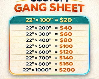 Bulk DTF Sheets, DTF Gang Sheet, Personalized Heat Print, Custom DTF Transfers, Direct to Film Transfer, Ready To Press, Gang Sheet Dtf