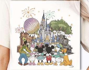 Walt Disney World Magic Kingdom DTF Transfer, Retro Mickey & Friends Magical Castle DTF Transfer, Disney Characters Group DTF Transfer