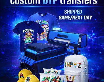 Custom Heat Press DTF Transfer, Full Color Ready to Press Print, High Quality Direct to Film Gang Sheet