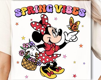 Disney Spring DTF Transfer, Disney Flower and Butterfly DTF Transfer, Disney Mickey and Friends Spring DTF Transfer, Disneyland Trip