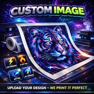 Full Color Custom DTF Transfer Ready For Press, Upload Your Photo and Text Heat Press Hot Peel Iron On