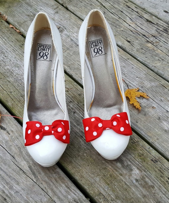 Red White Bow Shoe ClipsWedding Accessories Bridal Shoe