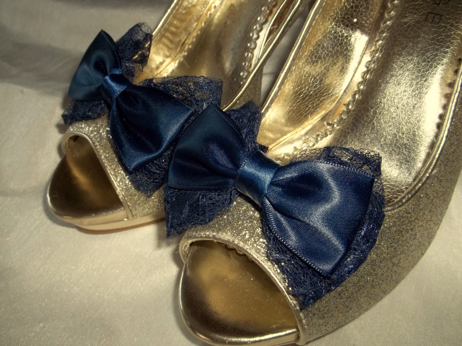 Wedding Lace Shoe Clips Navy Blue Shoe Clips Wedding Shoes Etsy
