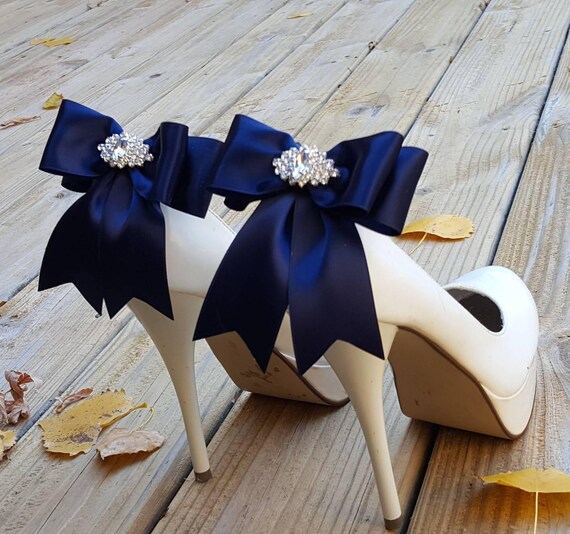 Navy Blue Shoe Clips Bridal Shoe Clips MANY COLORS Satin Etsy