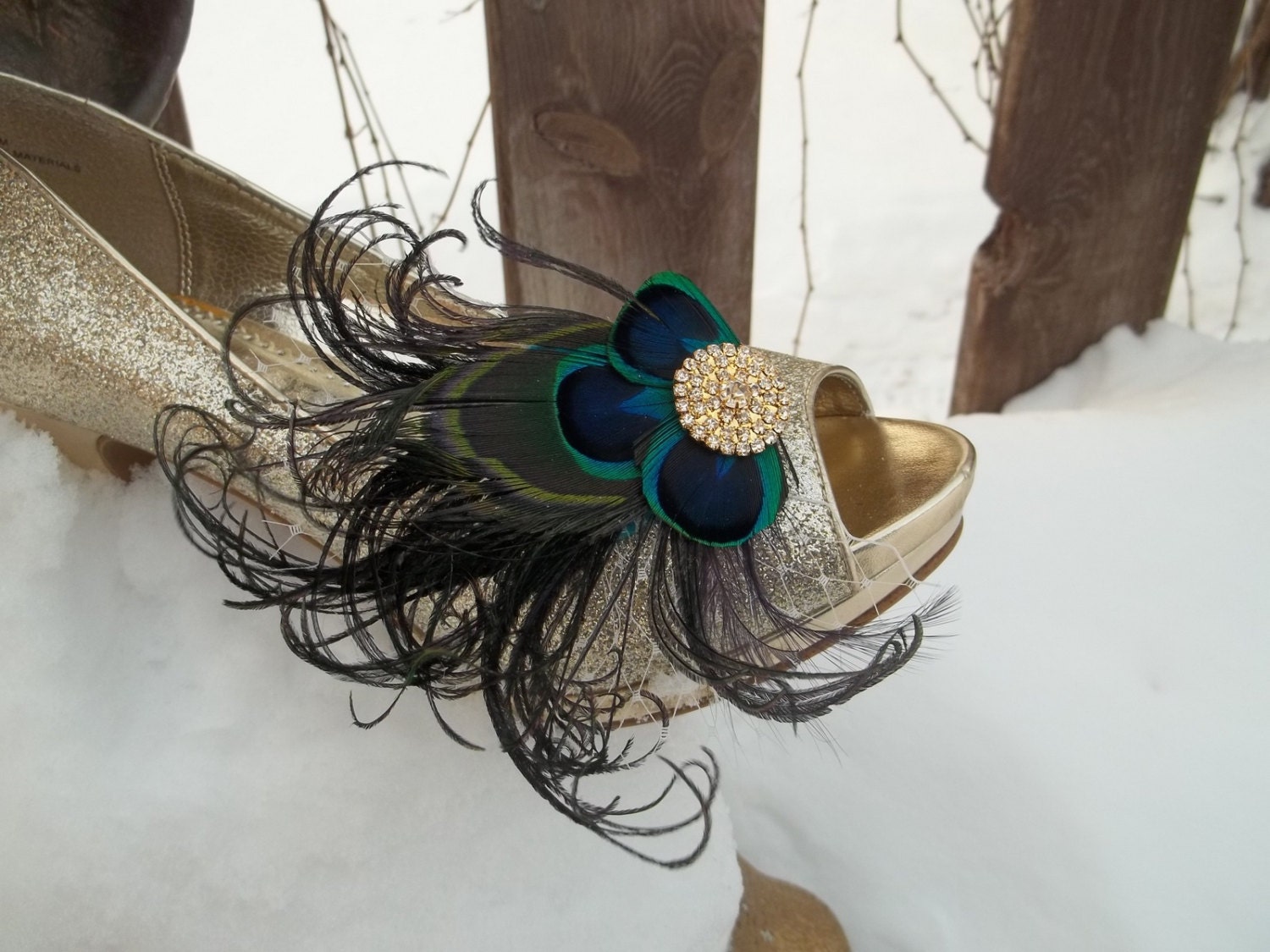 Wedding Peacock Feather Shoe Clips set of 2 Bridal Shoe Etsy