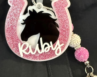 Equestrian bag tag, Personalized horse bag tag, backpack tag, backpack keychains, acrylic name tags, horse bag tag, horse riding gift