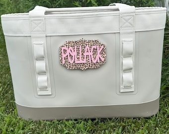 Yeti Camino Name plate, custom acrylic patch, tote bag accessories, personalized name tag,