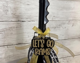 Custom sports team cowbell, game day cowbell, game day accessory, school spirit bell, cowbell for football games