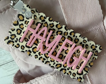 personalized pattern acrylic name tag, custom name keychain, backpack keychain, lunchbox tag, diaper bag tag, kids back to school name tag
