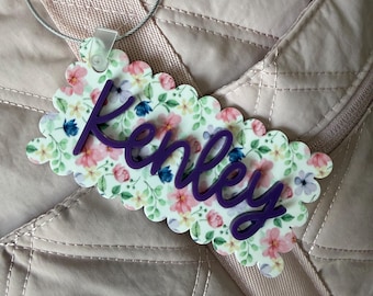 personalized pattern acrylic name tag, custom name keychain, backpack keychain, lunchbox tag, diaper bag tag, kids back to school name tag