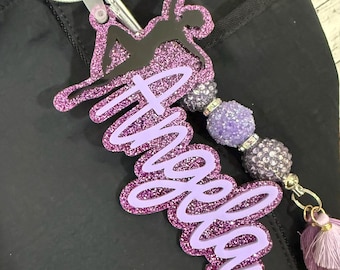Dance bag tag, Personalized dance bag tag with beads, backpack keychains, acrylic name tags, bow bag tag, dance keychain, dance mom