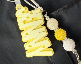 Personalized Acrylic first name back pack tag, personalized name tag, school backpack tag, sports team bag tags, girly name tag