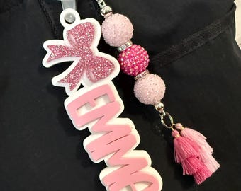 personalized keychain, custom name keychain, backpack keychain, lunchbox tag, diaper bag tag, kids name tag