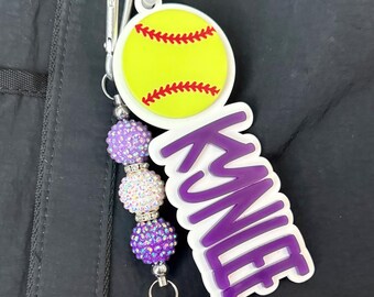 Softball bag tag, Personalized sports bag tag, backpack tag, backpack keychains, acrylic name tags, softball name tag, softball gift