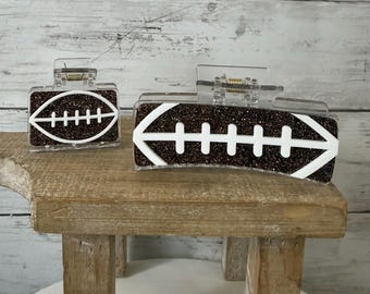 Glitter Football Hair Claw Clips, Game Day Team Accessory, Football Mom Style