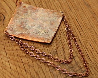 Copper Pendant, Architectural Necklace, Funky Necklace, Edgy Pendant, Cool Necklace, Unique Jewelry, Statement Jewelry, Large Necklace