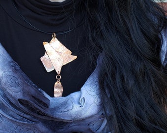 Edgy Necklace, Edgy Pendant, Copper Pendant, Copper Necklace, Funky Necklace, Funky Pendant, Unique Pendant,Cool Necklace,Statement Necklace