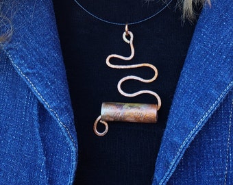 Edgy Necklace, Edgy Pendant, Copper Pendant, Copper Necklace, Funky Necklace, Reclaimed Copper, Funky Pendant, Unique Pendant