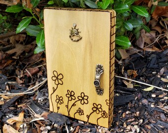 Invitation Door, Wood Door, Home Decor, Garden Decor, Fairy Door, Housewarming Gift, Wedding Gift,Reclaimed Wood, Handmade, Flowers,Wood Art