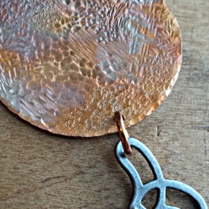 Vintage Key Pendant, Funky Necklace, Copper Pendant, Copper Necklace, Round Copper Pendant, Edgy Necklace, Statement Necklace, Cool Pendant image 4