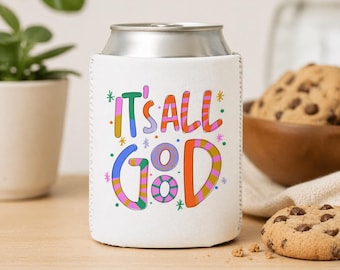 Funda enfriadora de latas "It's All Good" / Funda térmica con tipografía divertida y colorida