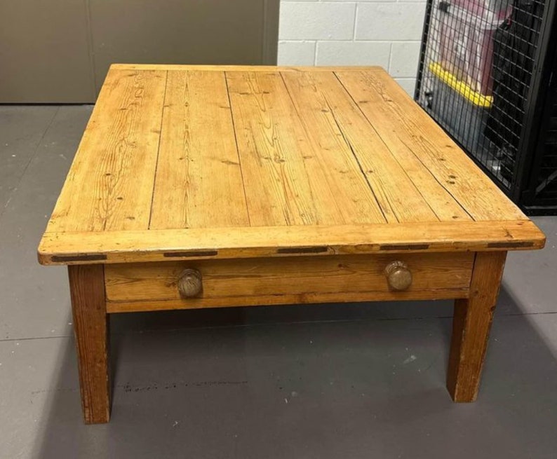 Large Antique English Pine Coffee Table Etsy