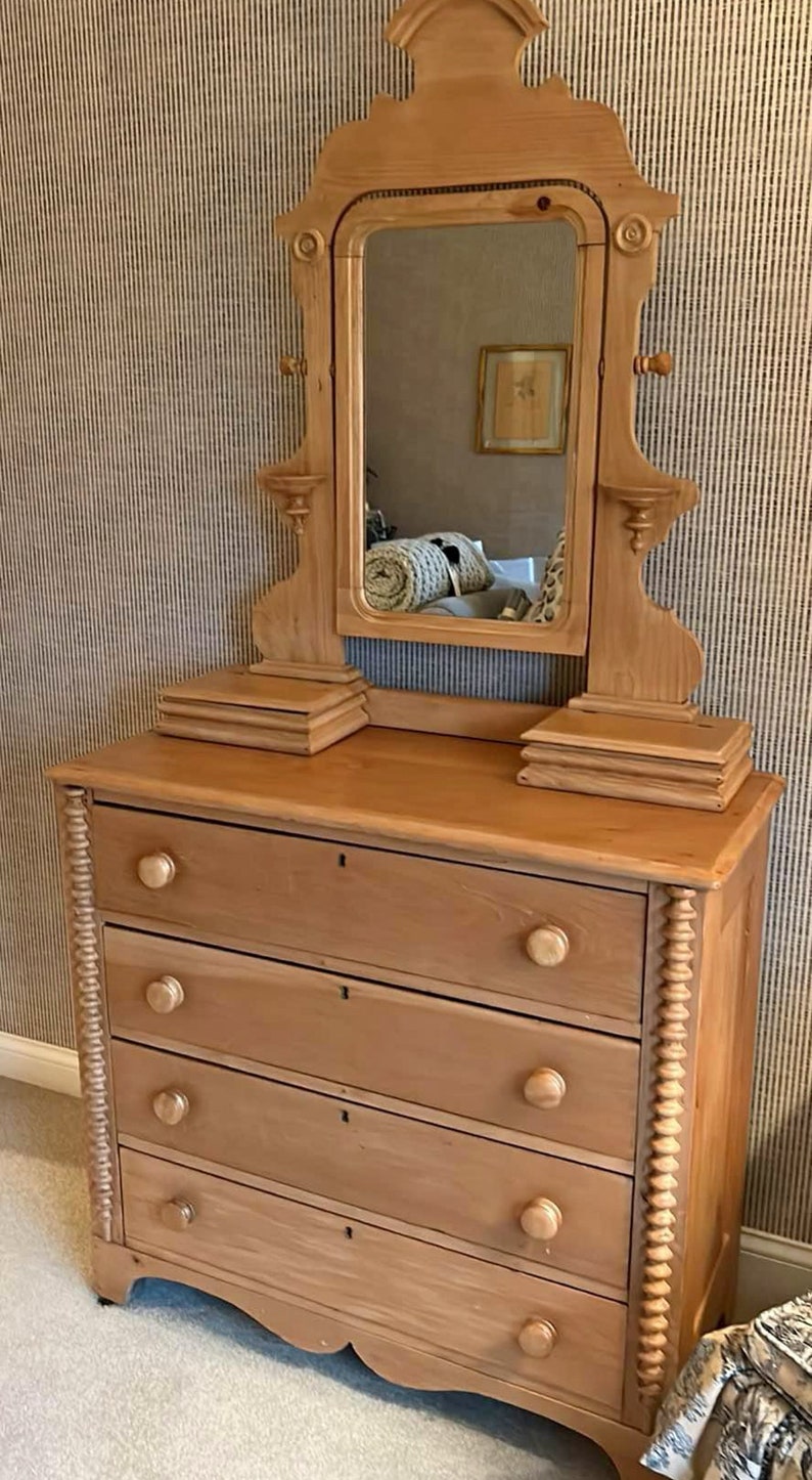 Antique Jenny Lind Pine Dresser , Natural With Mirror - Etsy