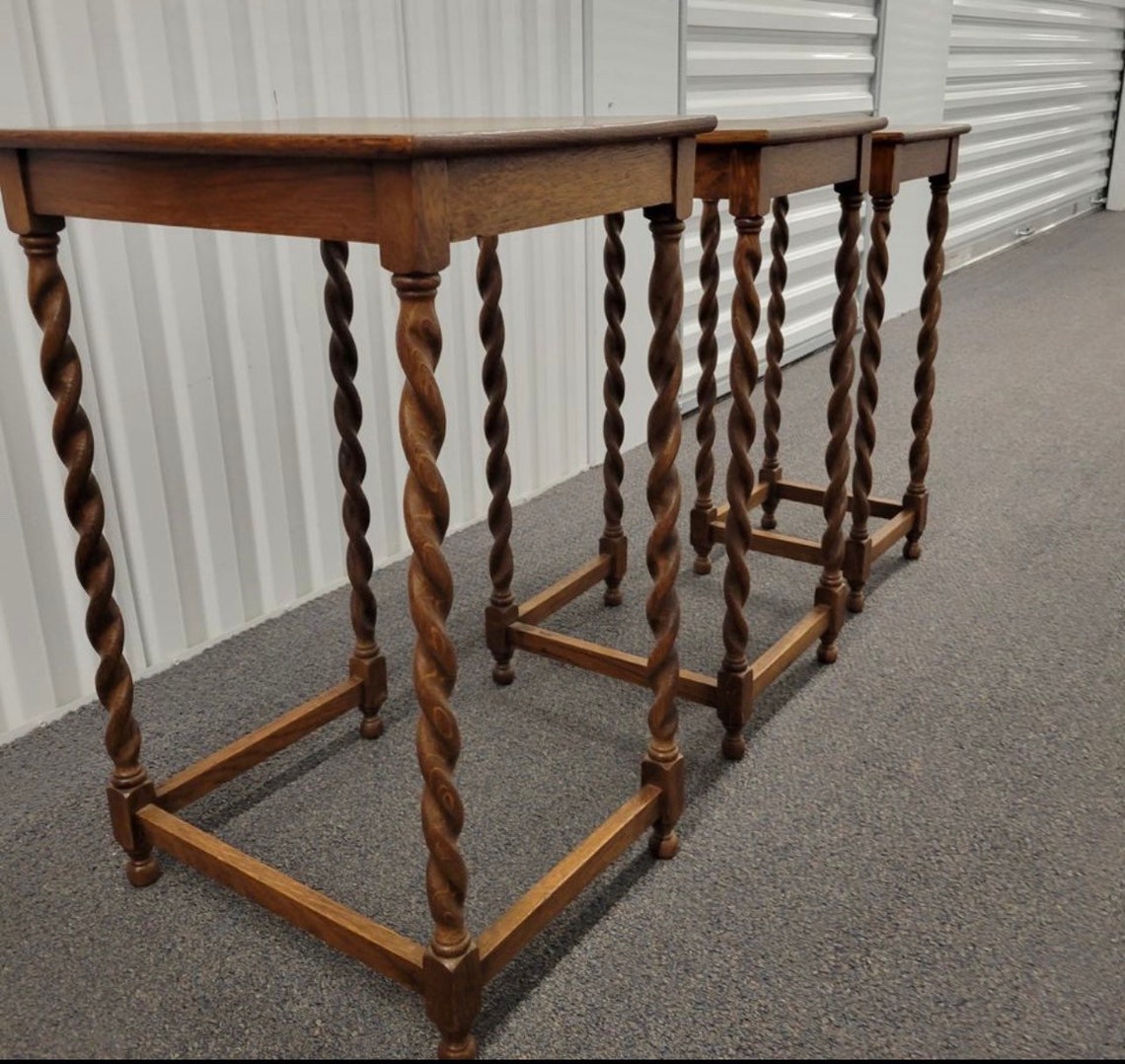 Antique Barley Twist Nesting Tables Smaller Etsy