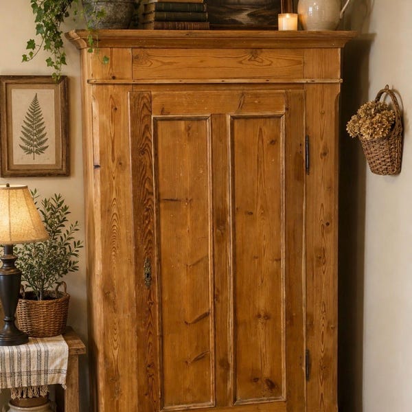 Antique European pine armoire / cabinet / cupboard