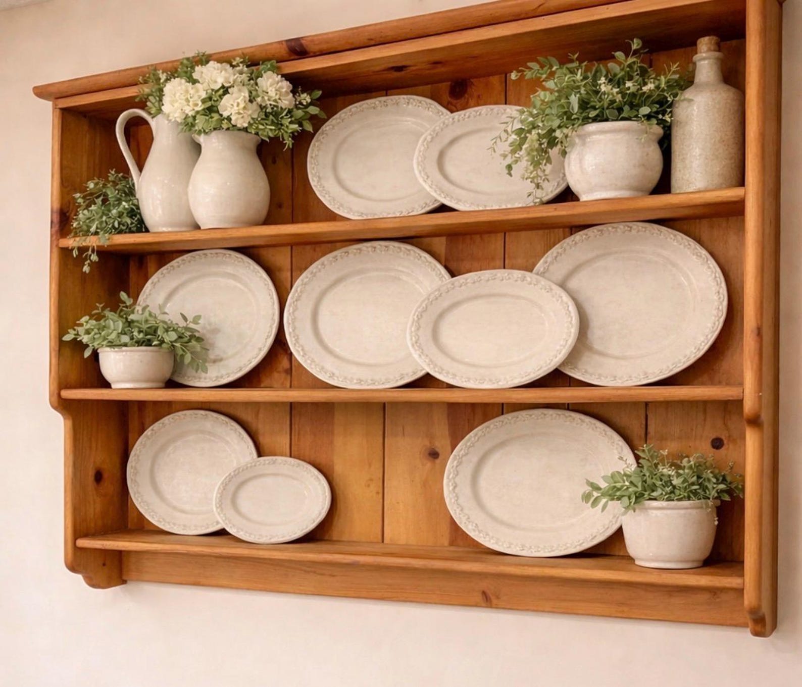 Vintage Pine Wall Plate Rack - Etsy