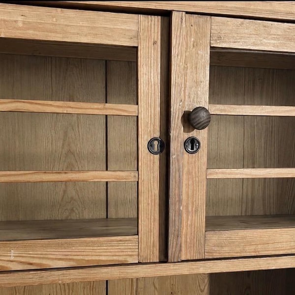 Antique unique, one piece, wood hutch with glass doors