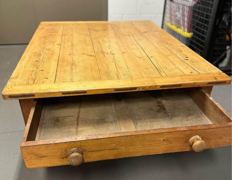 Large Antique English Pine Coffee Table Etsy