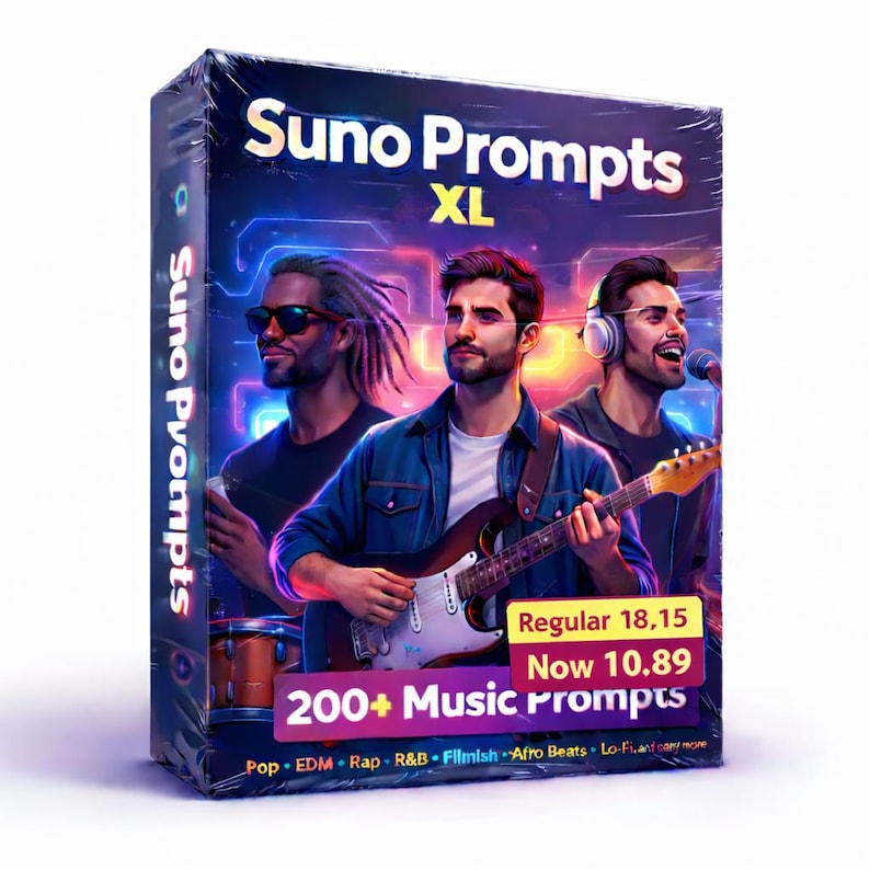 Suno Prompt 200+ ready to use prompts for music, vocals, and beats | Ultimate Suno AI prompt guide | Instant download image 1