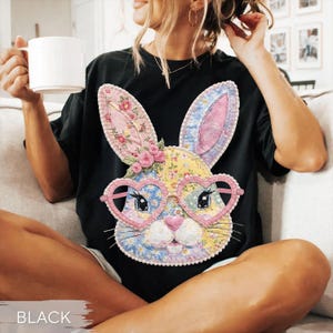 Floral Bunny Patchwork PNG, Trendy Easter PNG, Floral Retro Easter Png, Cottage Core Gingham Patchwork PNG, Easter Spring Patchwork png