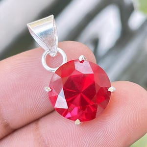 22.05 Ct Natural Burma Red Ruby Round Cut Pendant 925 Sterling Silver Certified Gemstone Necklace Luxury Gift for Her